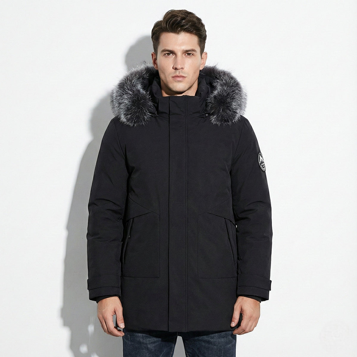 Lukas – Water-Repellent Winter Parka Jacket with Hood - Jackets - Black - Davies & Cooper