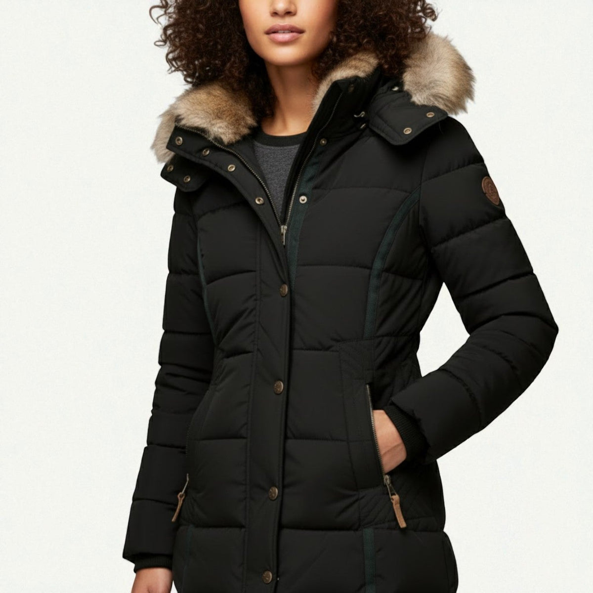 Lysandra – Women's Parka Coat with Hood - Winter Jacket - Black - Davies & Cooper
