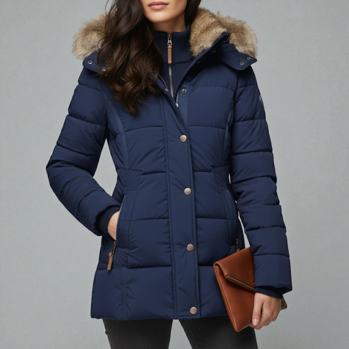 Lysandra – Women's Parka Coat with Hood - Winter Jacket - Blue - Davies & Cooper