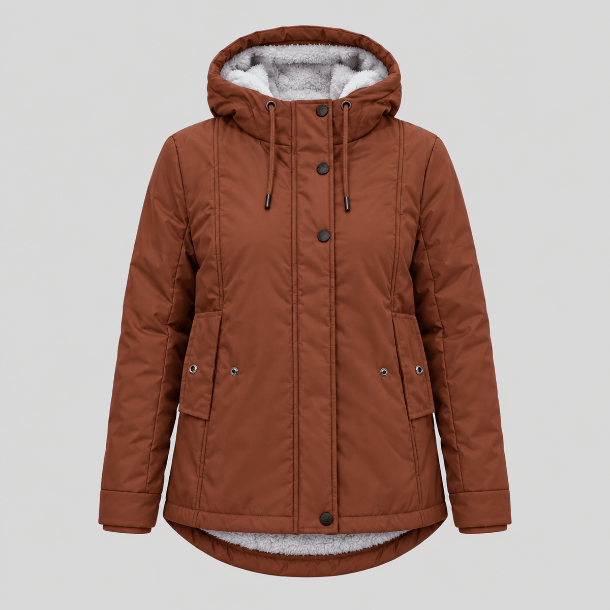 Maggie - Women's Winter Quilted Hooded Sherpa-Lined Parka Jacket - Parkas - Brown - Davies & Cooper