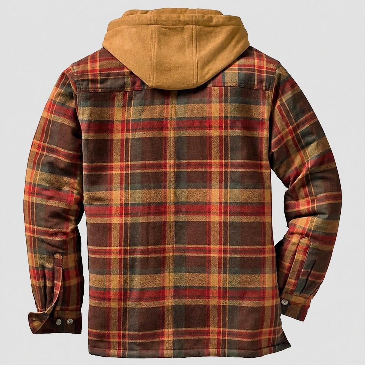 Marcus - Men's Hooded Check Jacket with Quilted Lining - Coats & Jackets - Orange - Davies & Cooper