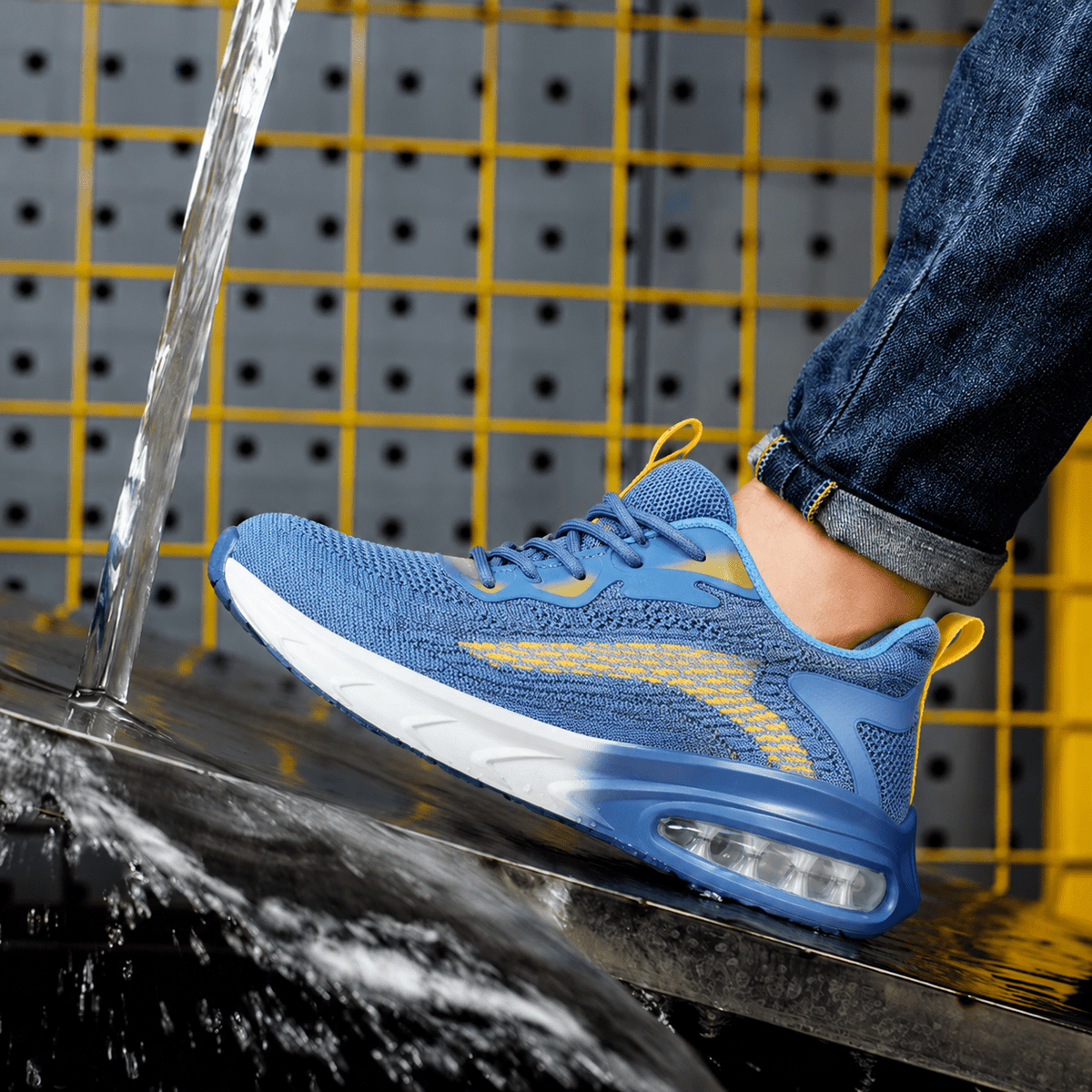 Marcus - Men's Orthopaedic Lace-Up Trainers with Cushioned Sole - Sneakers - Blue - Davies & Cooper
