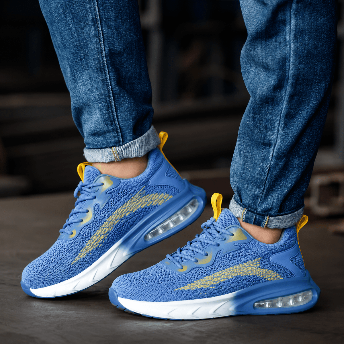 Marcus - Men's Orthopaedic Lace-Up Trainers with Cushioned Sole - Sneakers - Blue - Davies & Cooper