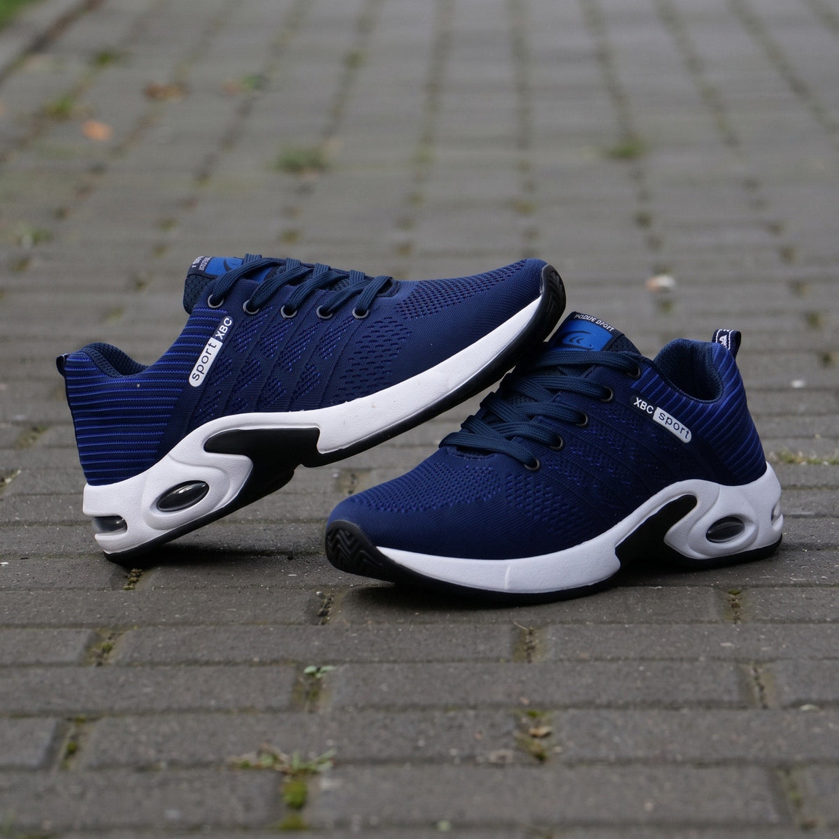 Marcus - Men's Orthopaedic Low-Top Lace-Up Trainers with Cushioned Sole - Sneakers - Blue - Davies & Cooper