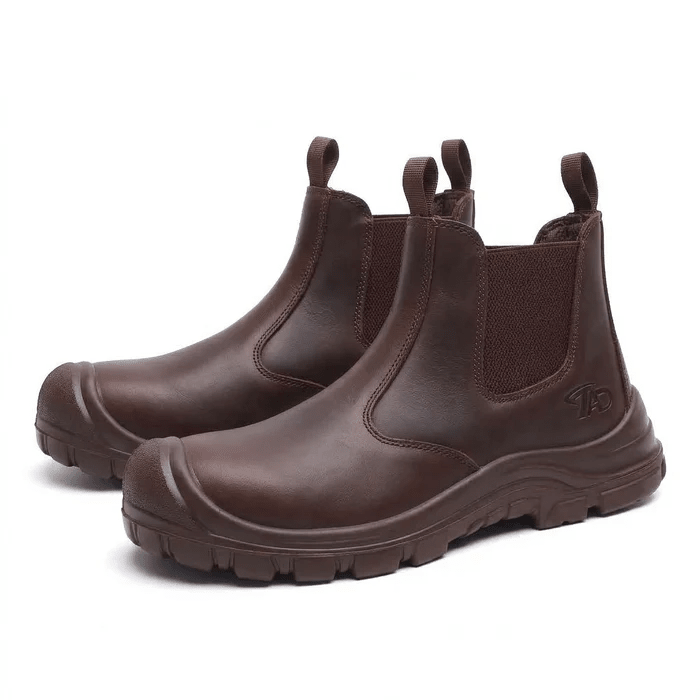 Marcus - Men's Orthopaedic Slip-On Chelsea Safety Boots with Reinforced Toe Cap - Boots - Brown - Davies & Cooper
