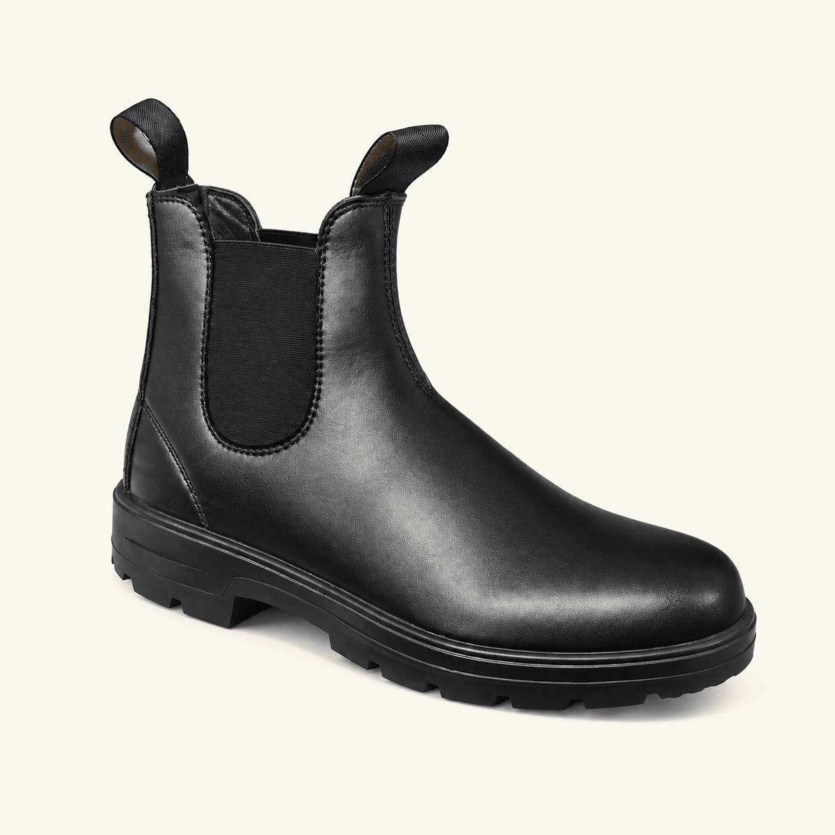 Marcus - Men's Rugged Slip-On Chelsea Boots with Elasticated Side Panels - Boots - Black - Davies & Cooper