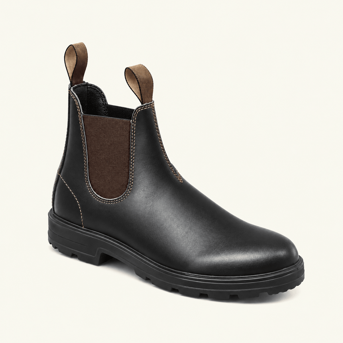 Marcus - Men's Rugged Slip-On Chelsea Boots with Elasticated Side Panels - Boots - Dark Brown - Davies & Cooper