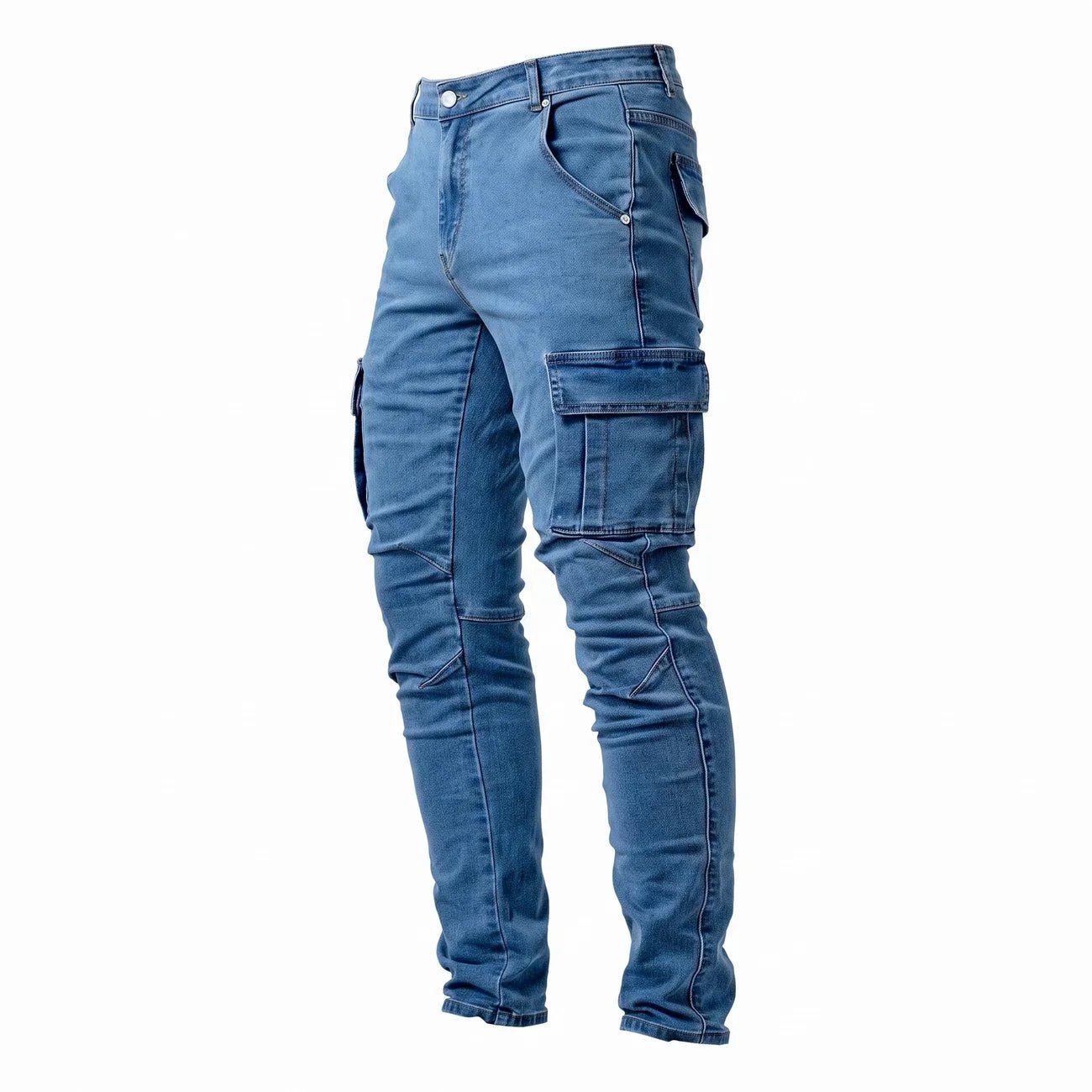 Marcus - Men's Slim Fit Cargo Jeans with Multiple Pockets - Jeans - Blue - Davies & Cooper