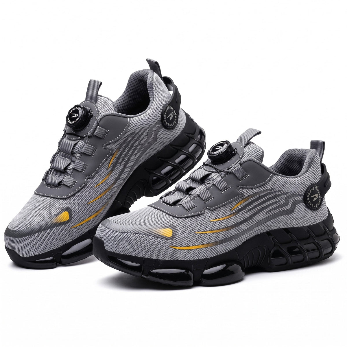 Marcus - Men's Steel Toe Non-Slip Safety Trainers with Quick-Lace Buckle - Sneakers - Light Grey - Davies & Cooper