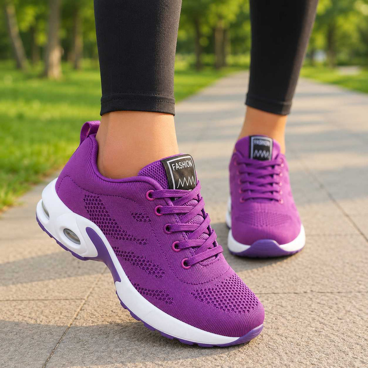 Marley - Women's Orthopaedic Lace-Up Trainers with Cushioned Sole - Sneakers - Purple - Davies & Cooper