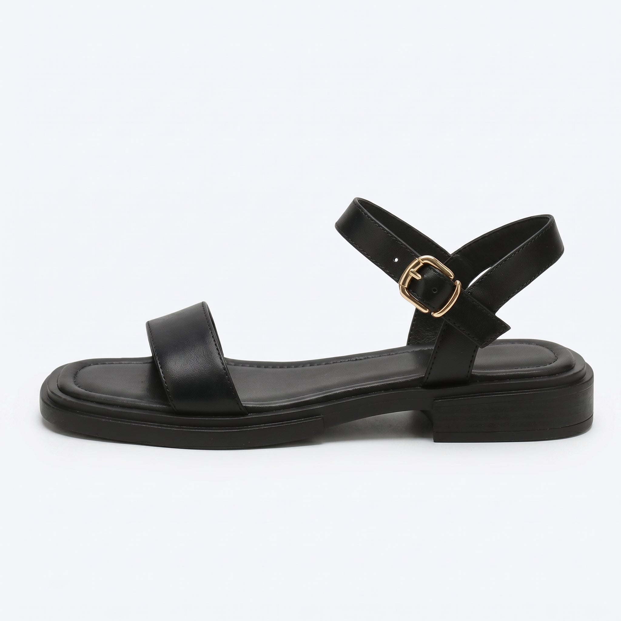 Mathilda - Women's Summer Flat Ankle Strap Sandals - Sandal - Black - Davies & Cooper