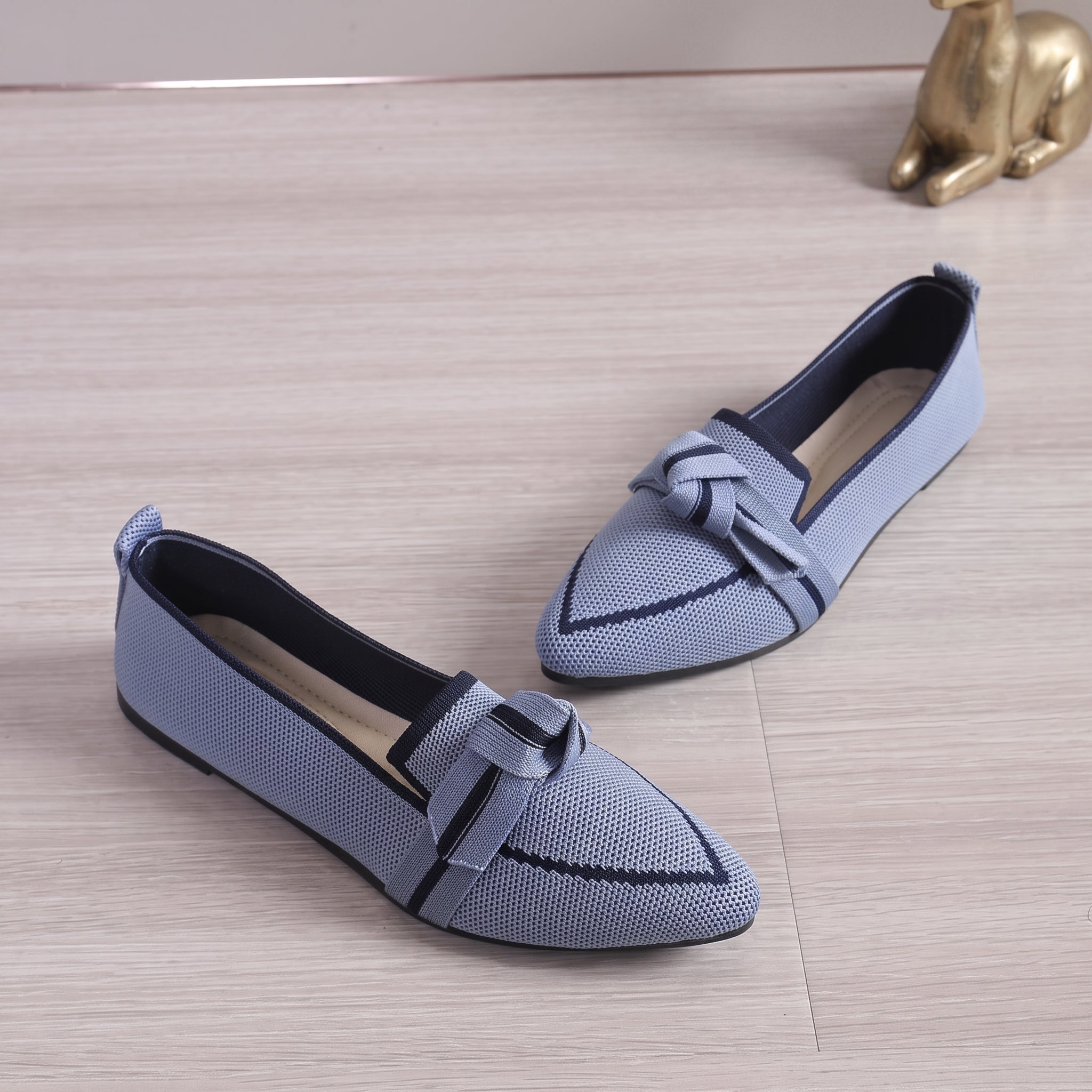 Millie - Women's Pointed Toe Loafers with Bow Detail - Loafer - Light Blue - Davies & Cooper