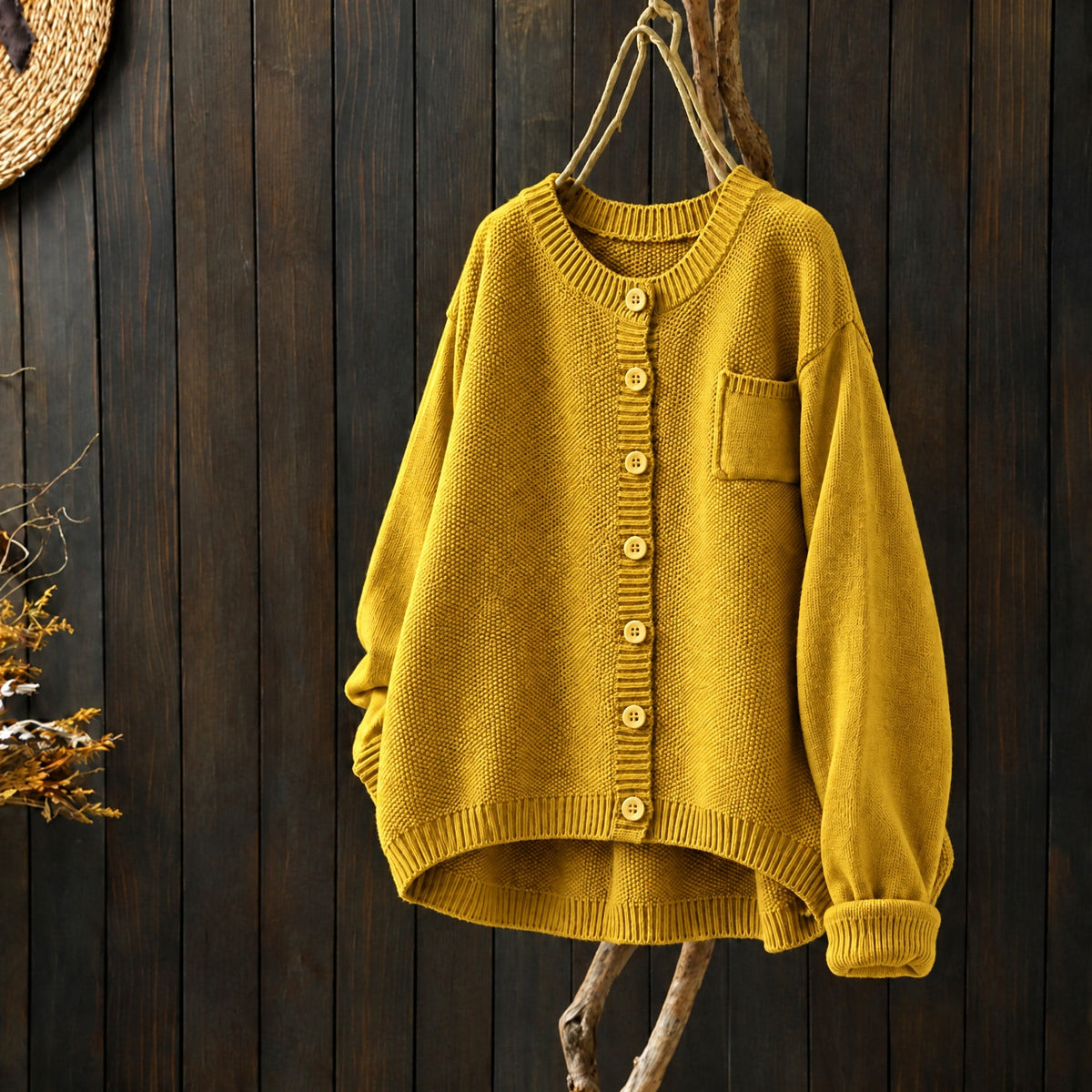 Morgan - Women's Oversized Chunky Knit Cardigan - Cardigans - Yellow - Davies & Cooper