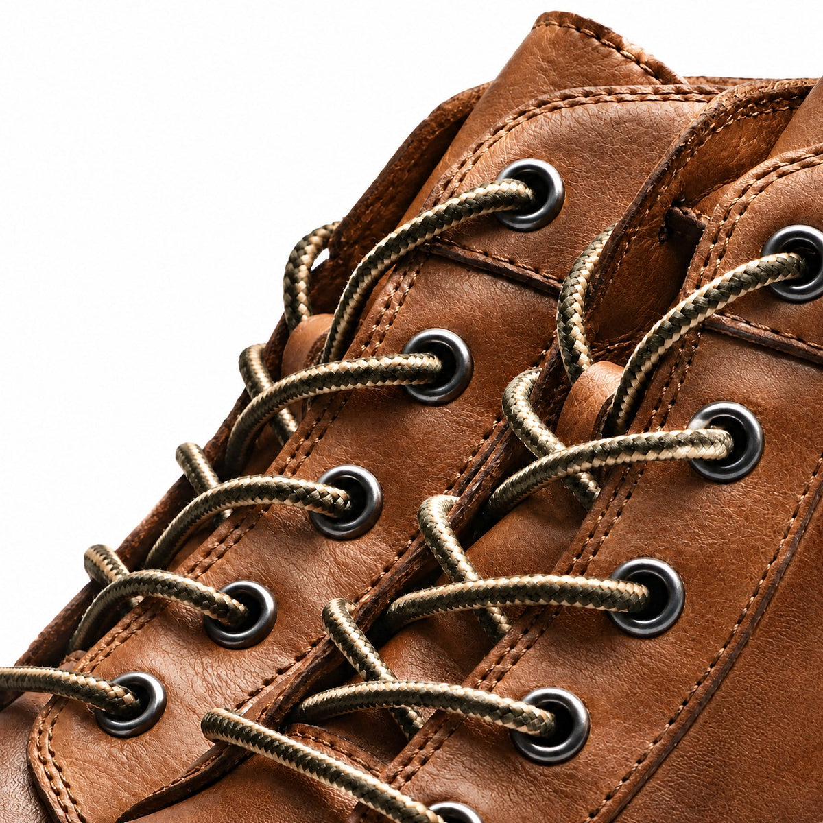 Oliver - Men's Cap Toe Lace-Up Ankle Boots with Stitch Detail - Boots - Brown - Davies & Cooper