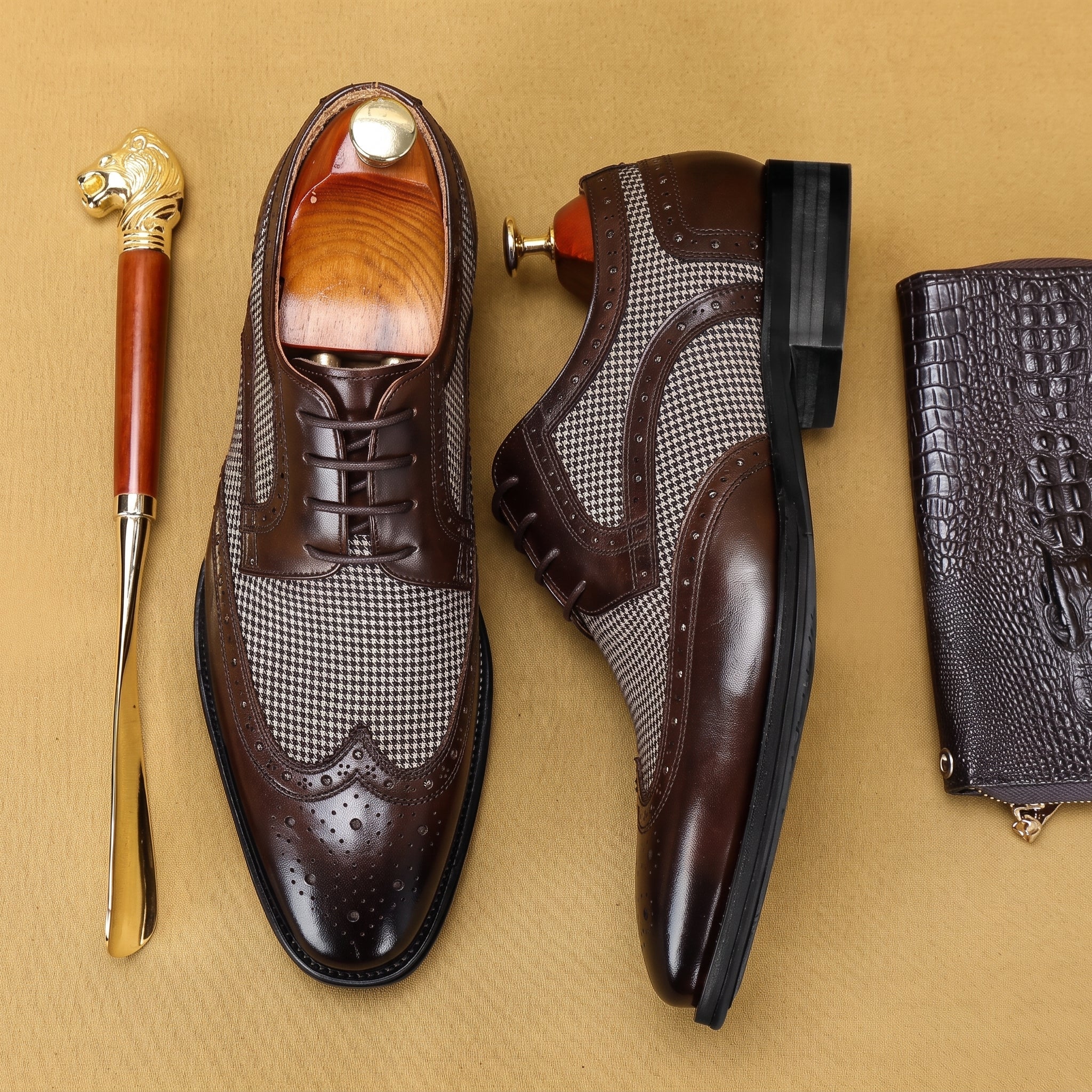 Oliver - Men's Formal Wingtip Brogue Wedding Derby Shoes - Men's Shoes - Dark Brown - Davies & Cooper