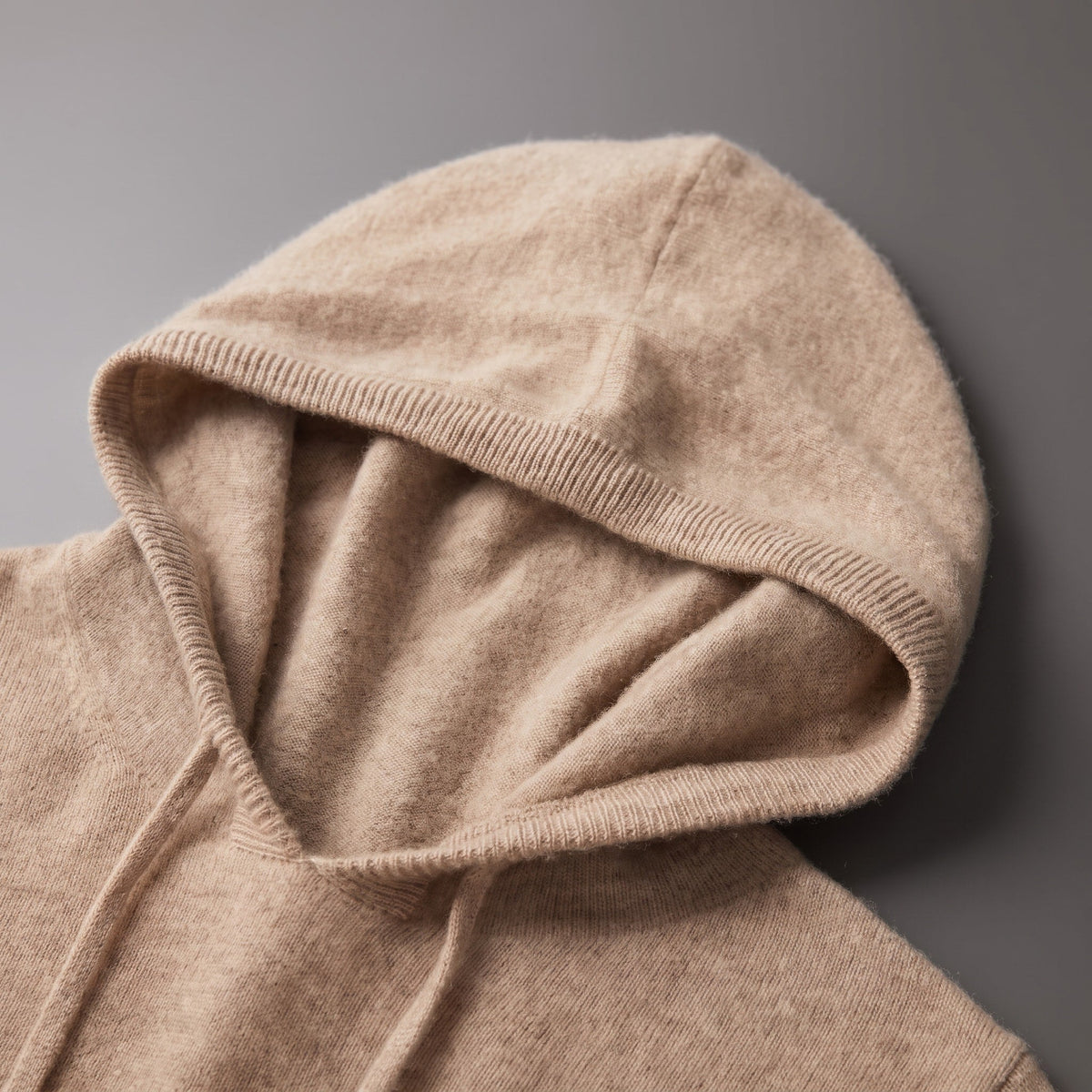 Oliver - Men's Hooded Knit Jumper with Drawstring Hood - Hoodies - Camel - Davies & Cooper