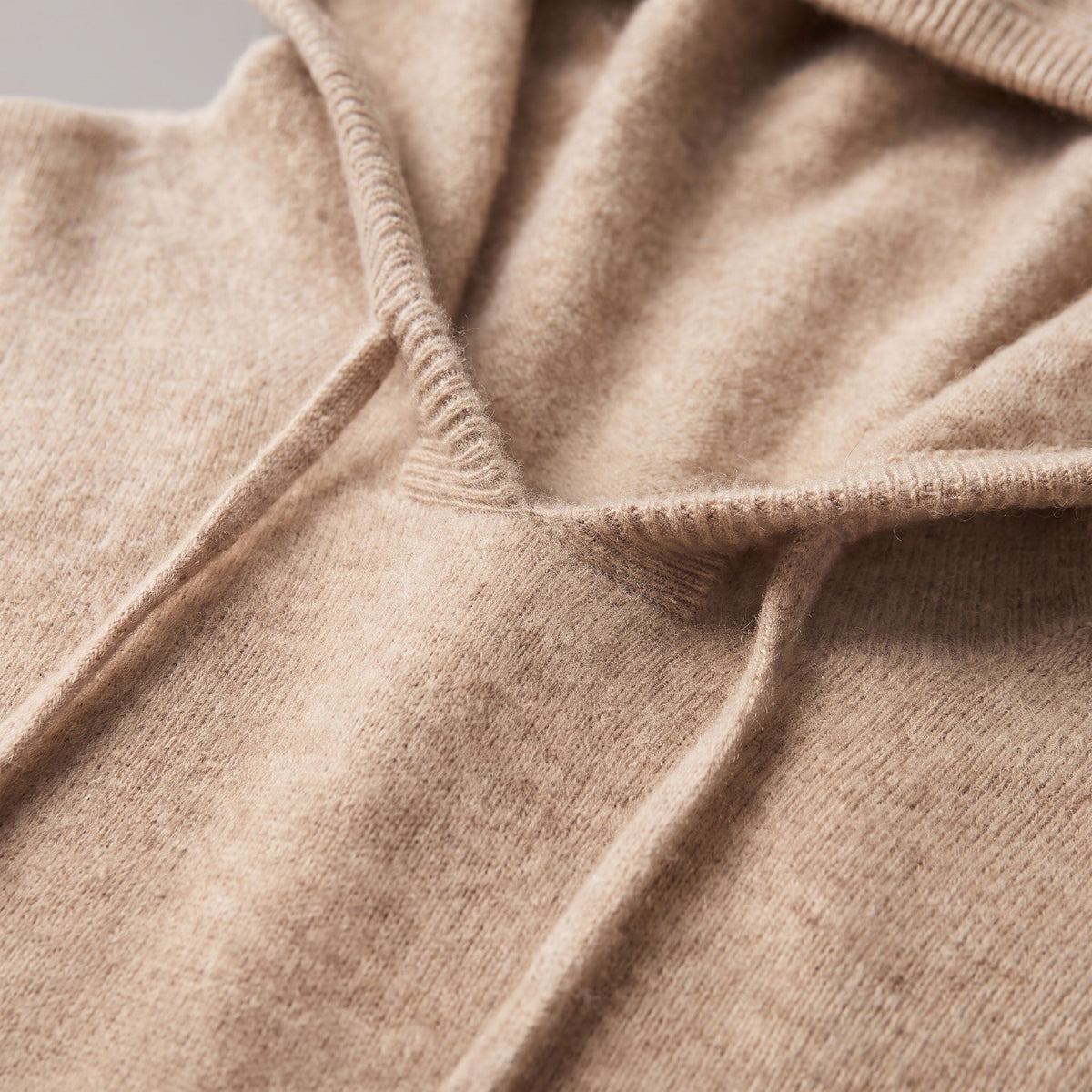 Oliver - Men's Hooded Knit Jumper with Drawstring Hood - Hoodies - Camel - Davies & Cooper