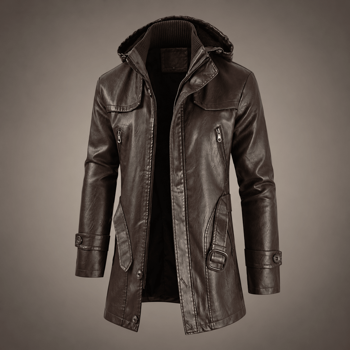 Oliver - Men's Hooded Longline Jacket with Zip Pockets - Coats & Jackets - Black - Davies & Cooper