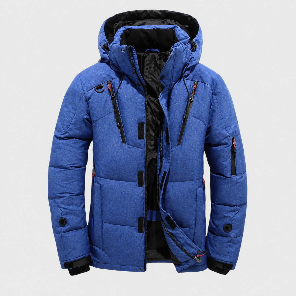Oliver - Men's Hooded Padded Parka Jacket with Zip Pockets - Coats & Jackets - Navy Blue - Davies & Cooper