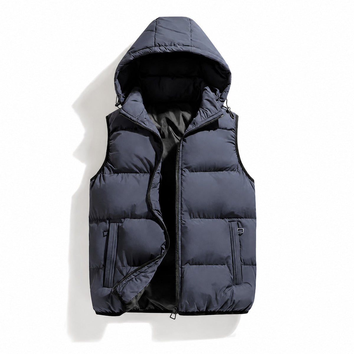 Oliver - Men's Hooded Quilted Gilet with Zip Pockets - Vest - Dark Blue - Davies & Cooper