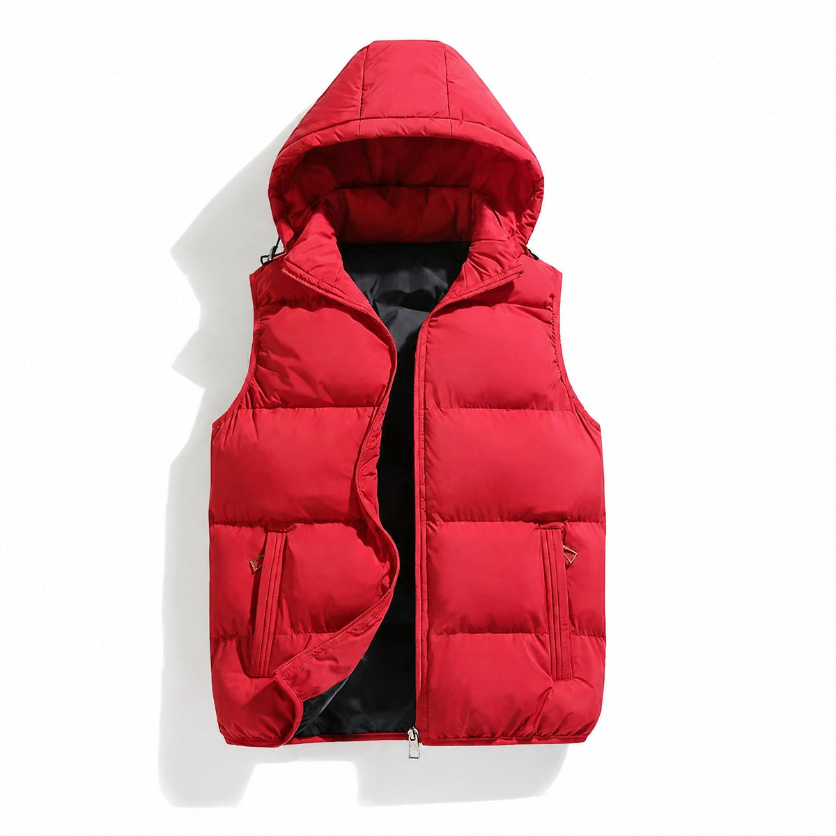 Oliver - Men's Hooded Quilted Gilet with Zip Pockets - Vest - Red - Davies & Cooper