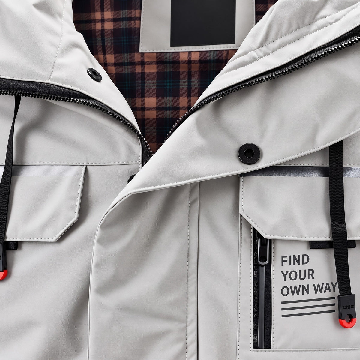 Oliver - Men's Hooded Winter Jacket with Multiple Pockets and Snap Buttons - Parkas - White - Davies & Cooper