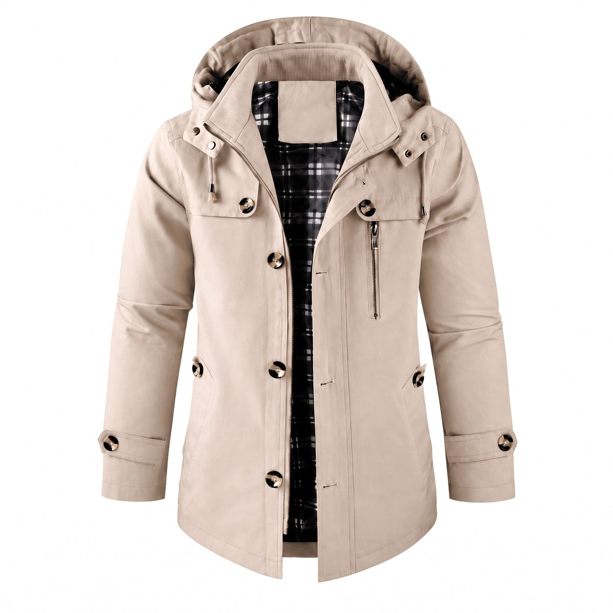 Oliver - Men's Hooded Zip-Up Field Jacket with Multiple Pockets - Parkas - White - Davies & Cooper