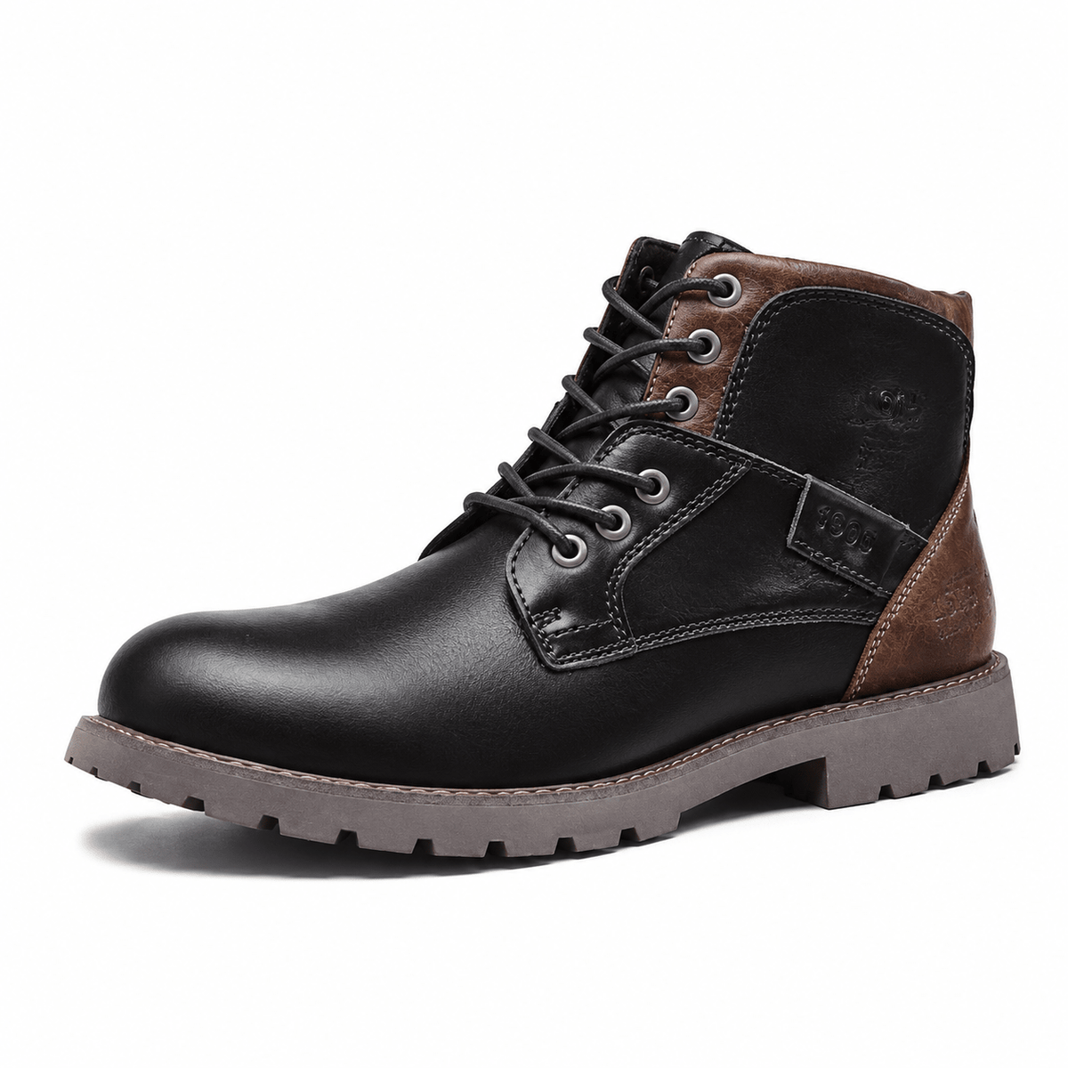 Oliver - Men's Lace-Up Ankle Boots with Zip Closure - Boots - Black - Davies & Cooper