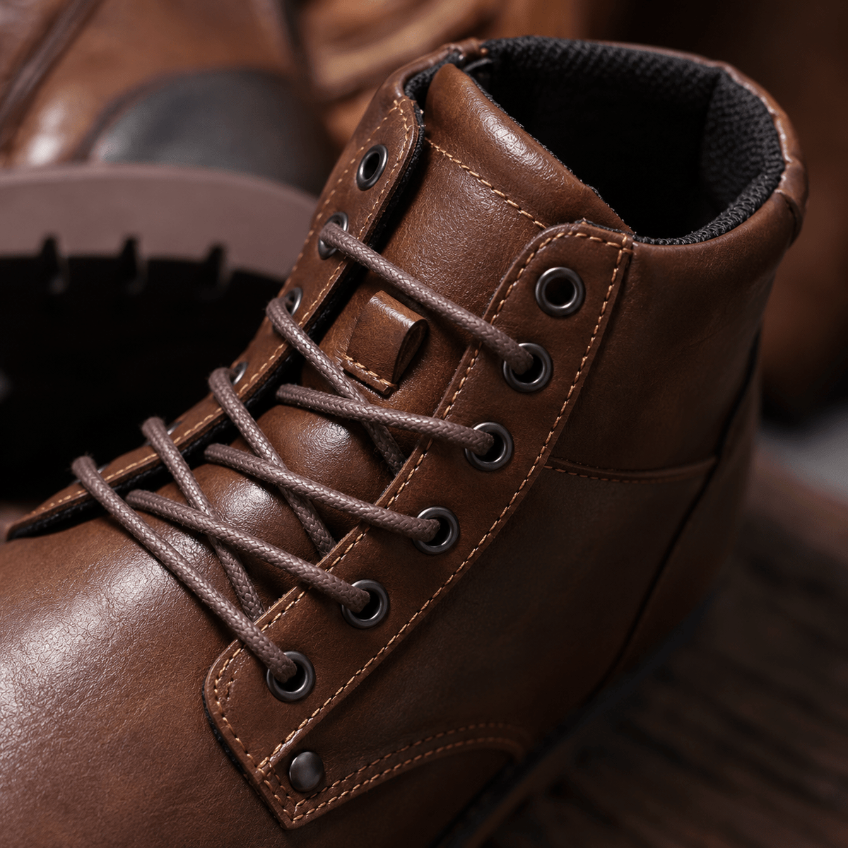 Oliver - Men's Lace-Up Ankle Boots with Zip Closure - Boots - Brown - Davies & Cooper