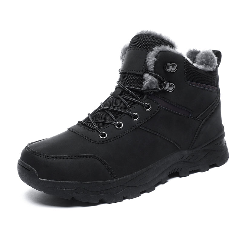 Oliver - Men's Lace-Up Winter Snow Boots with Padded Ankle Collar - Boots - Black - Davies & Cooper