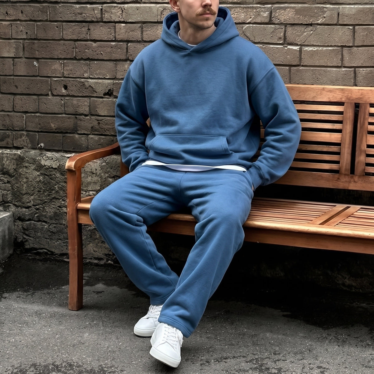 Oliver - Men's Oversized Hooded Jogger Tracksuit Set - Loungewear Sets - Blue - Davies & Cooper