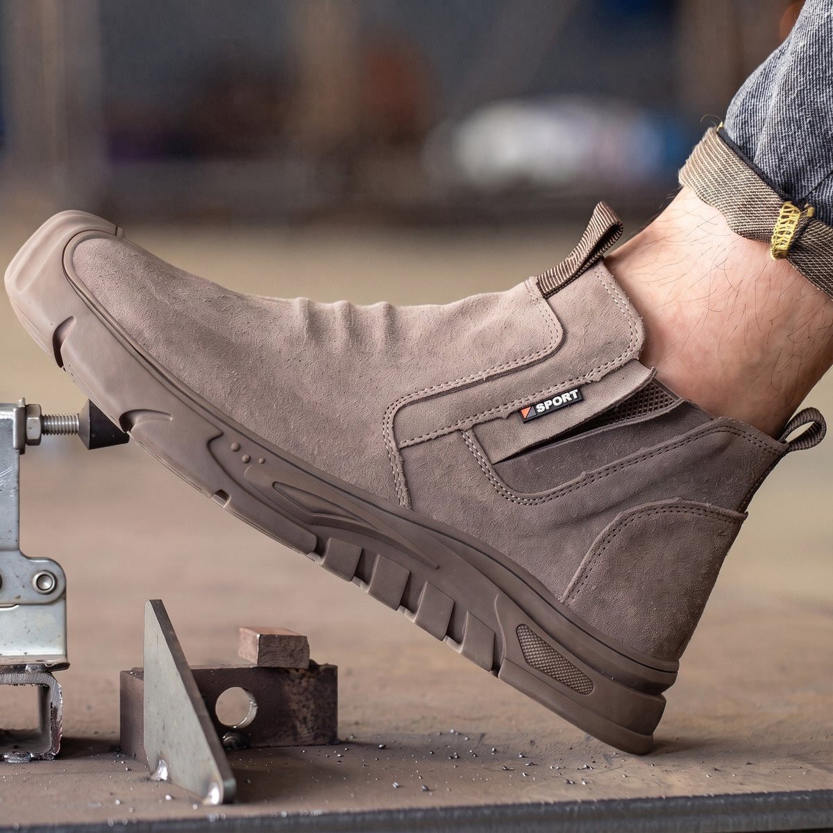 Oliver - Men's Steel Toe Chelsea Safety Boots with Non-Slip Sole - Safety Boots - Brown - Davies & Cooper