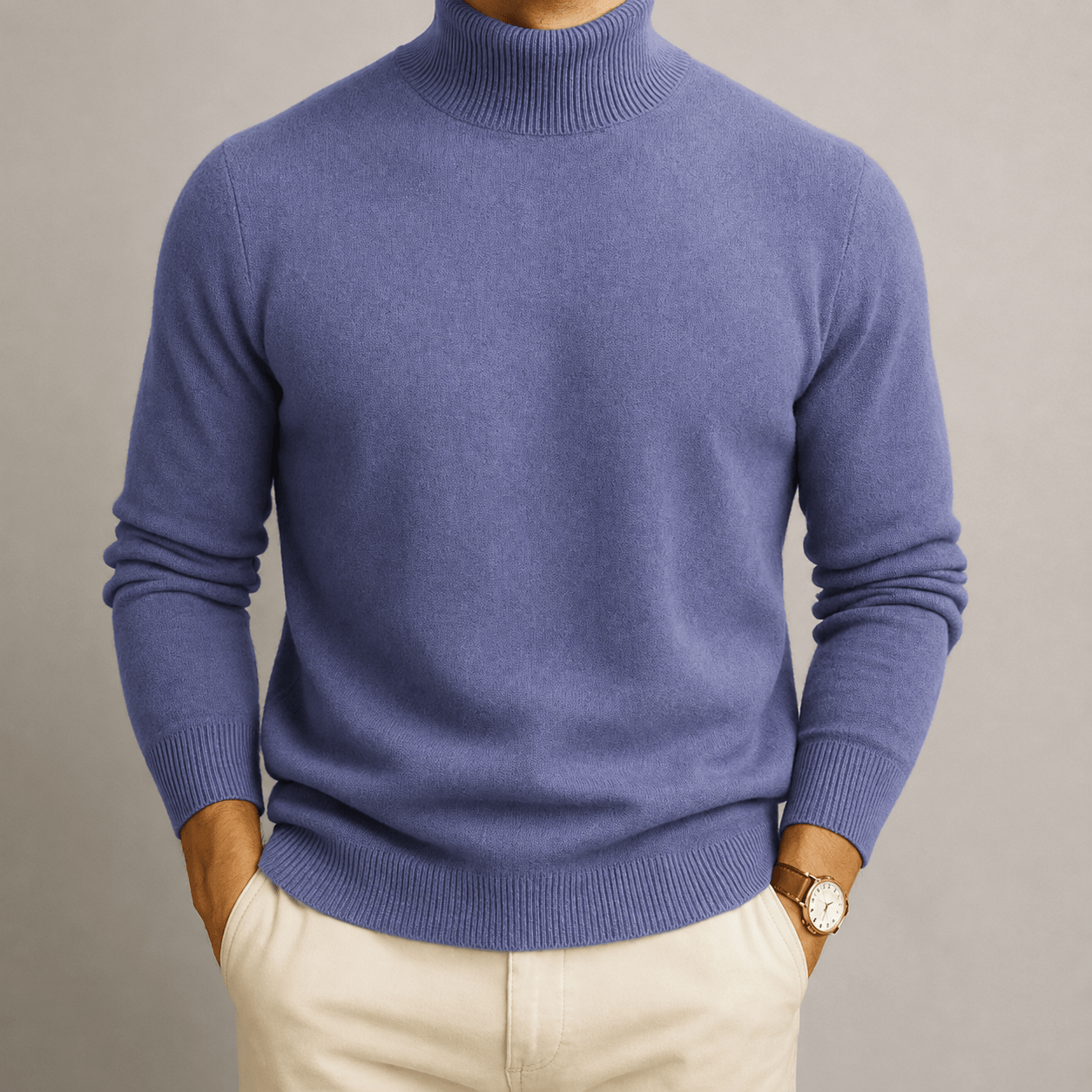 Oliver - Men's Turtleneck Jumper with Ribbed Trim - Sweaters - Purple - Davies & Cooper