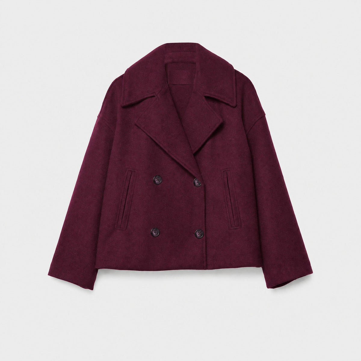 Olivia - Women's Double-Breasted Cropped Jacket with Notch Collar - Blazers - Red - Davies & Cooper