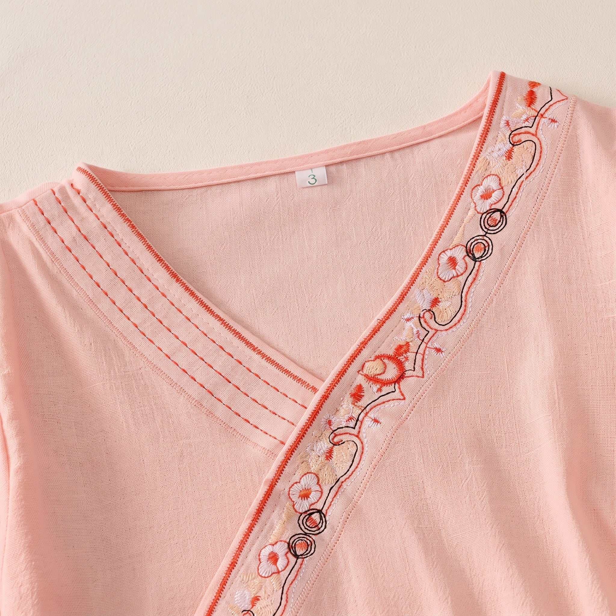 Olivia - Women's Summer Long Sleeve Wrap Tie Blouse - Blouse - Pink - Davies & Cooper