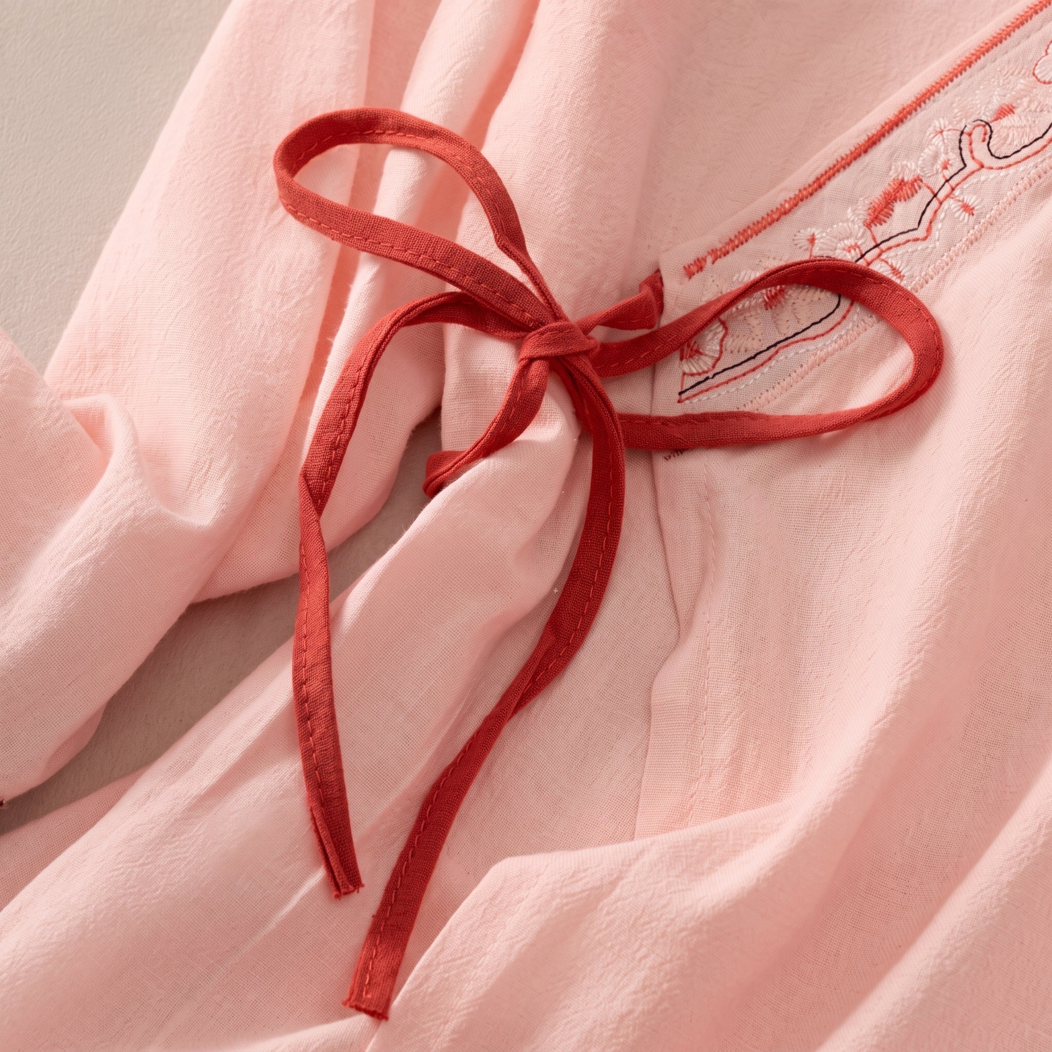 Olivia - Women's Summer Long Sleeve Wrap Tie Blouse - Blouse - Pink - Davies & Cooper