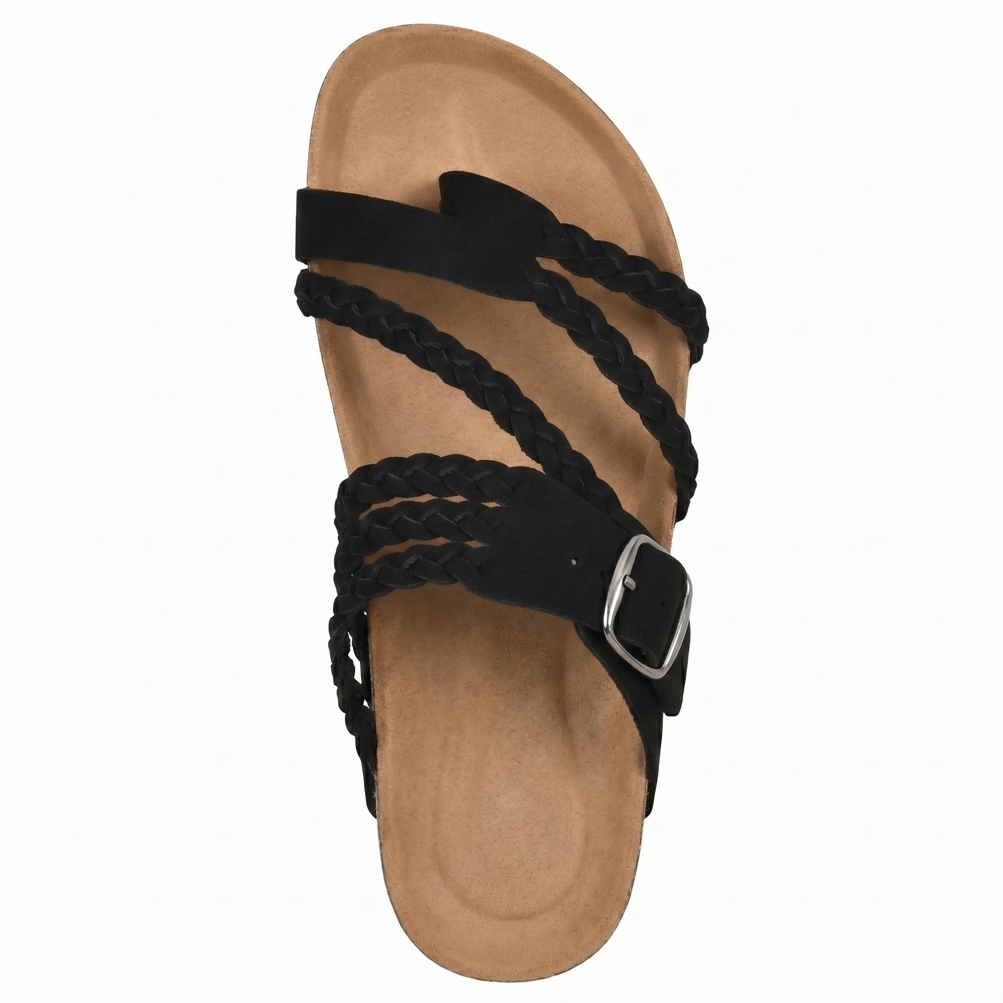 Paula - Women's Summer Braided Toe Loop Flat Sandals - Sandal - Black - Davies & Cooper