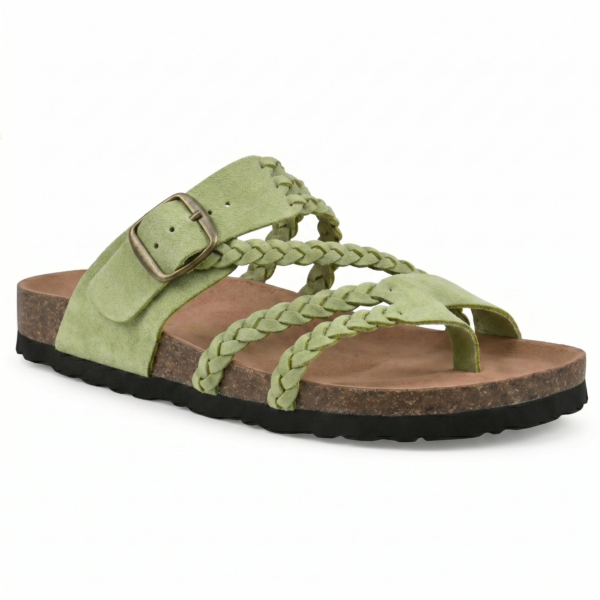 Paula - Women's Summer Braided Toe Loop Flat Sandals - Sandal - Green - Davies & Cooper