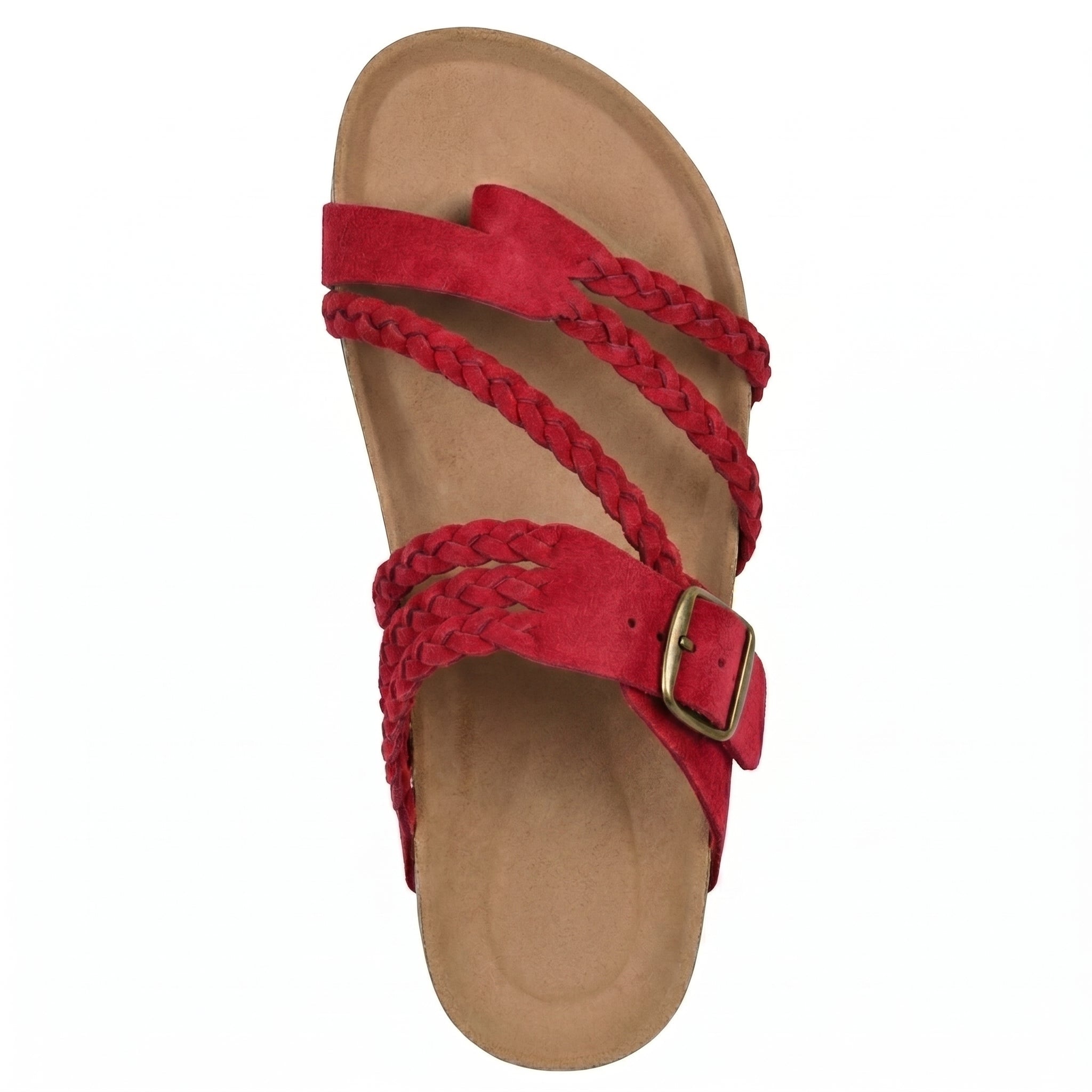 Paula - Women's Summer Braided Toe Loop Flat Sandals - Sandal - Red - Davies & Cooper