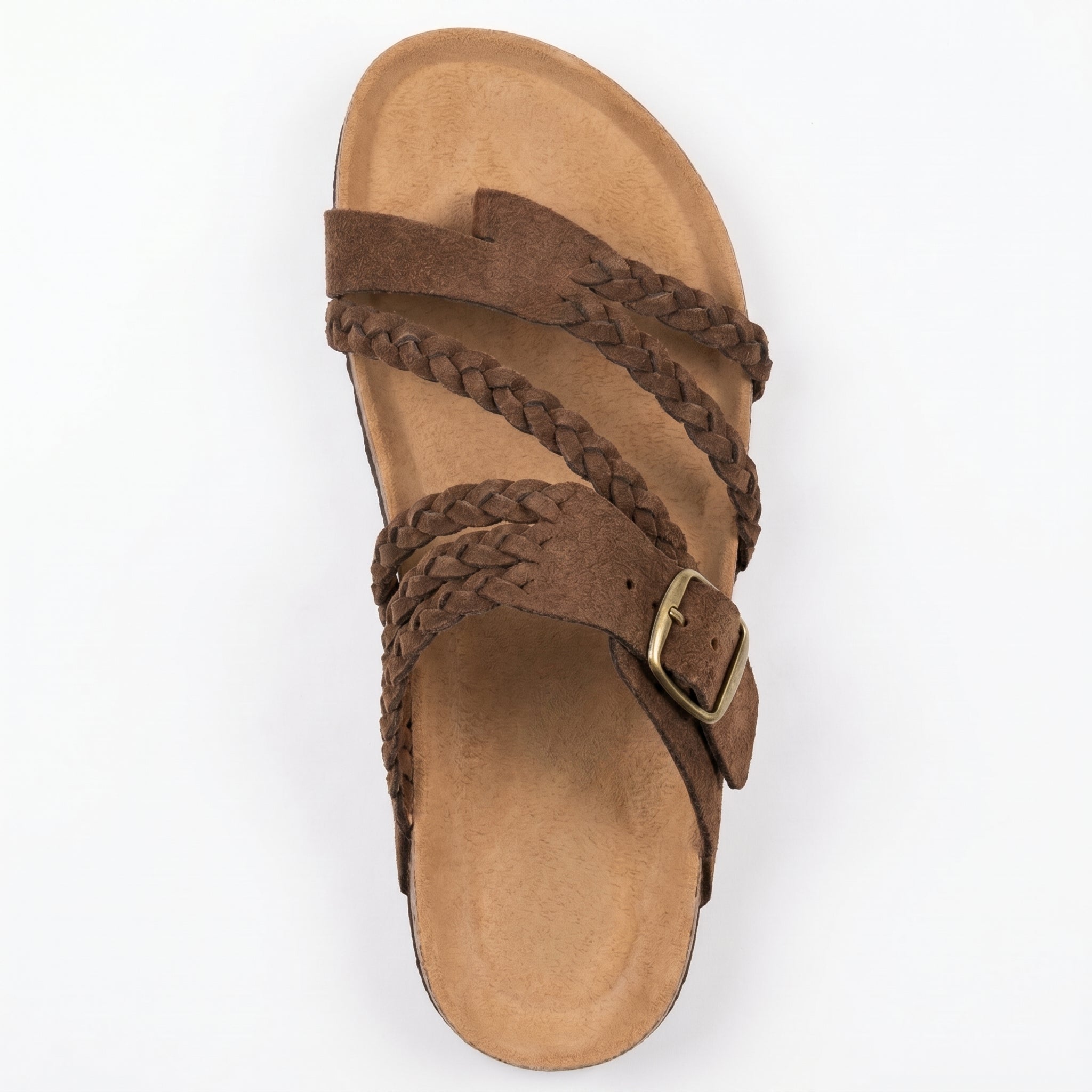 Paula - Women's Summer Braided Toe Loop Flat Sandals - Sandal - Brown - Davies & Cooper