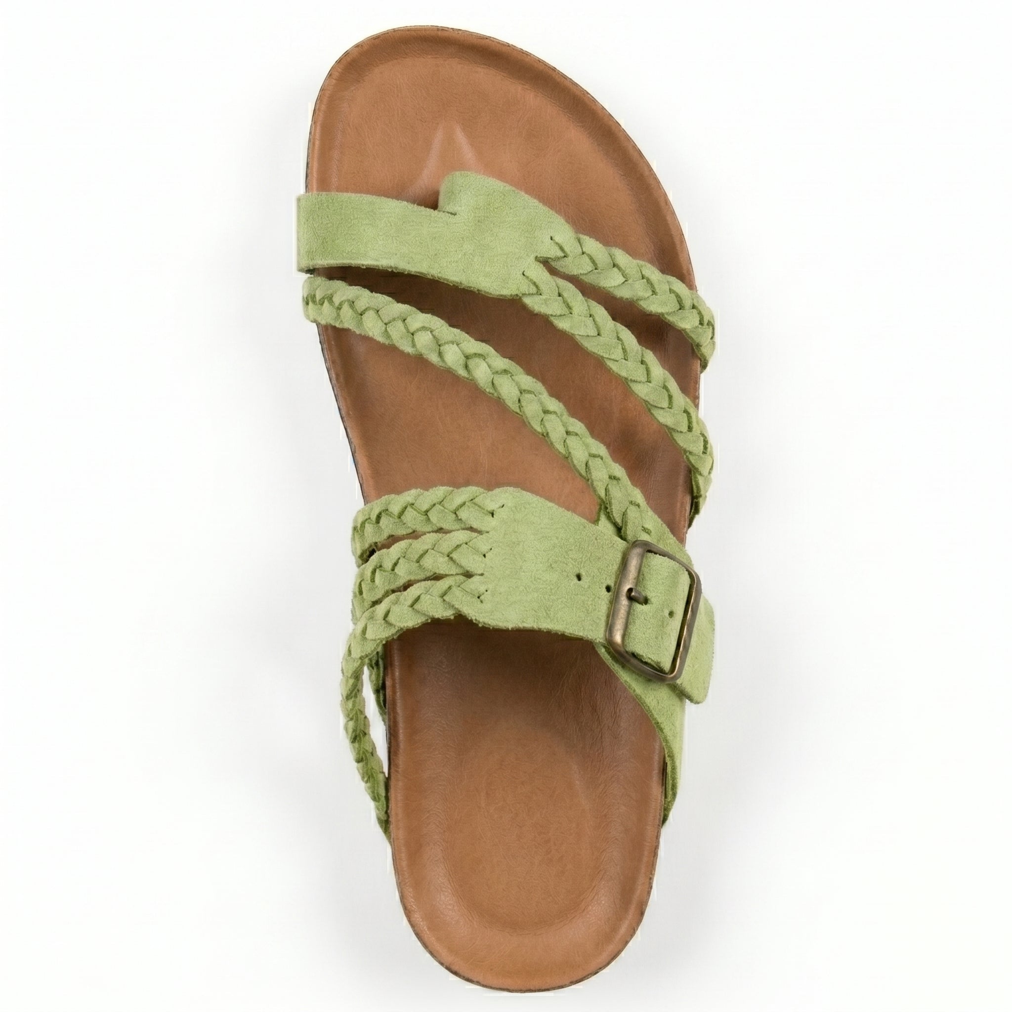 Paula - Women's Summer Braided Toe Loop Flat Sandals - Sandal - Green - Davies & Cooper
