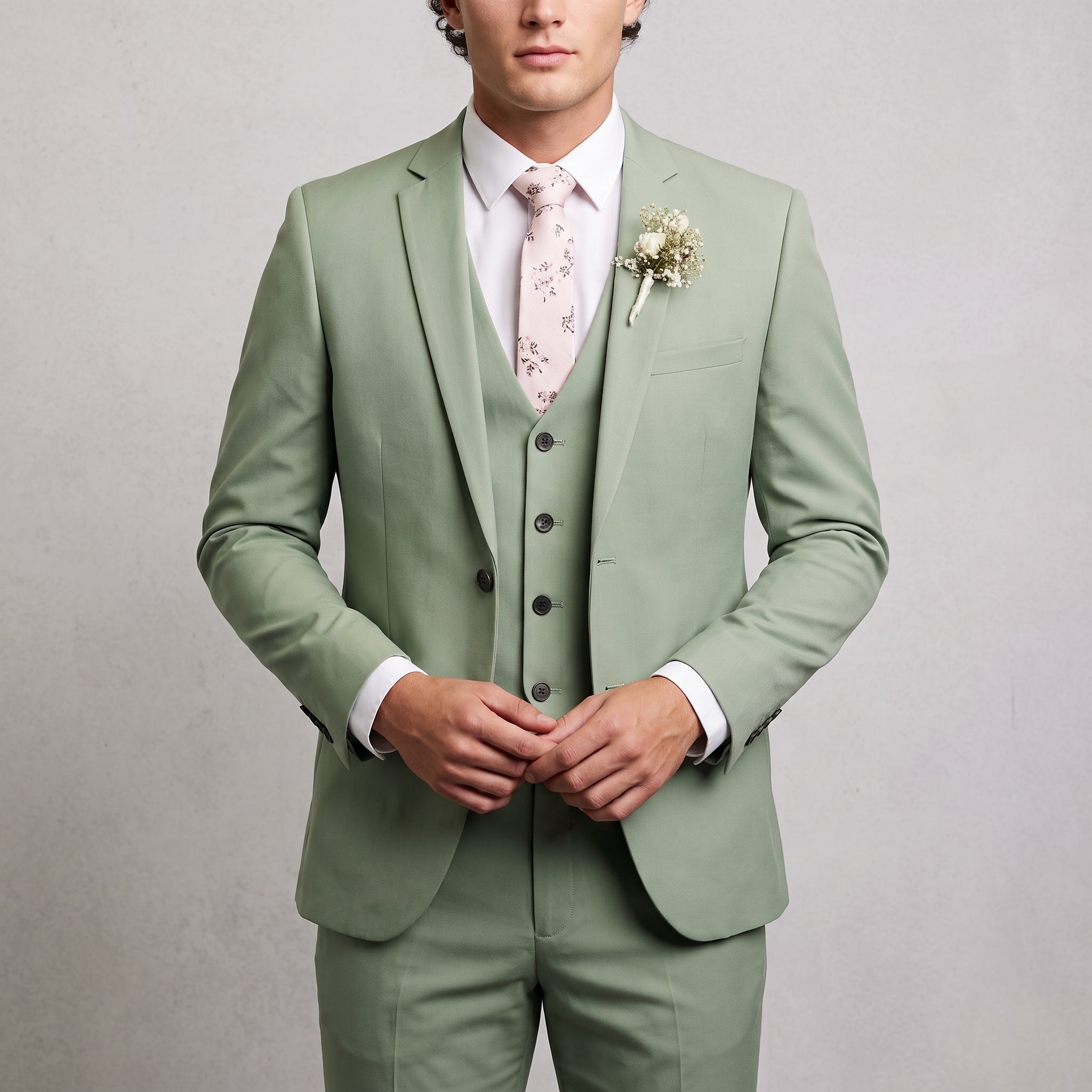 Rafael – Men's Relax Fit Three-Piece Notch Lapel Wedding Suit - Suits - Green - Davies & Cooper