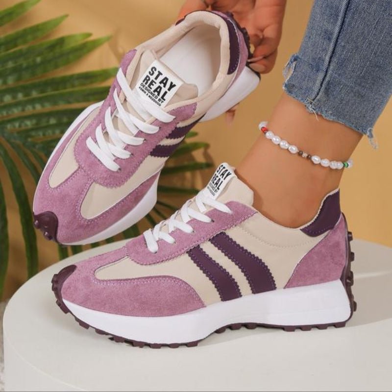 Riley - Women's Retro Chunky Sole Low-Top Trainers - Trainers - Yellow - Davies & Cooper