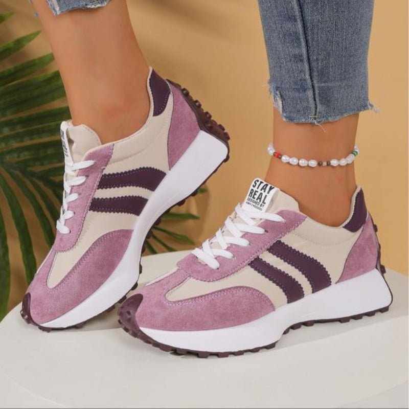 Riley - Women's Retro Chunky Sole Low-Top Trainers - Trainers - Yellow - Davies & Cooper