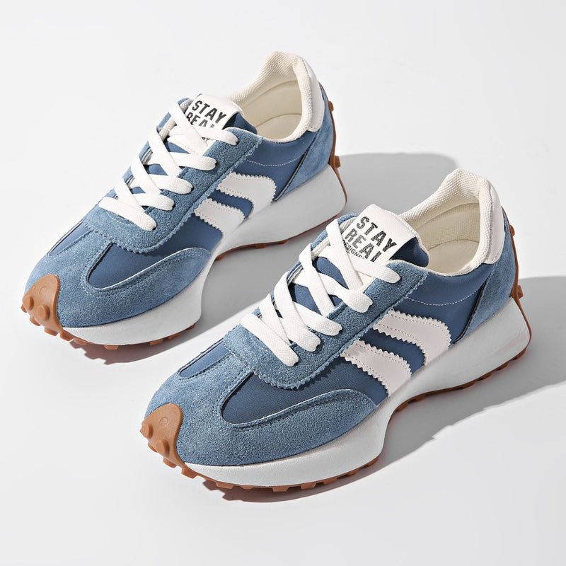 Riley - Women's Retro Chunky Sole Low-Top Trainers - Trainers - Blue - Davies & Cooper