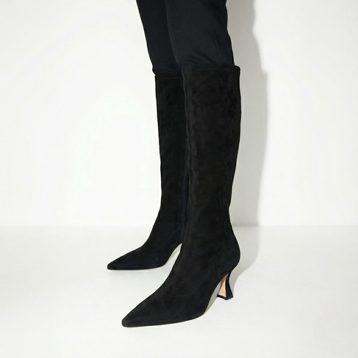 Solène – Women's Knee-High Heeled Boots - Boots - Black - Davies & Cooper