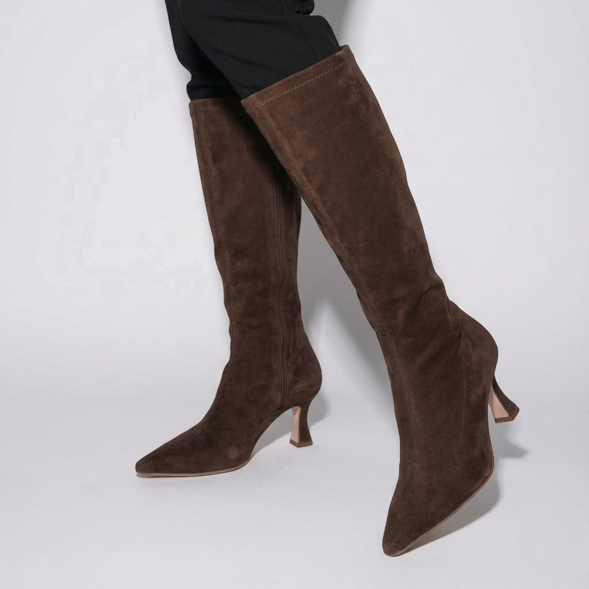 Solène – Women's Knee-High Heeled Boots - Boots - Brown - Davies & Cooper