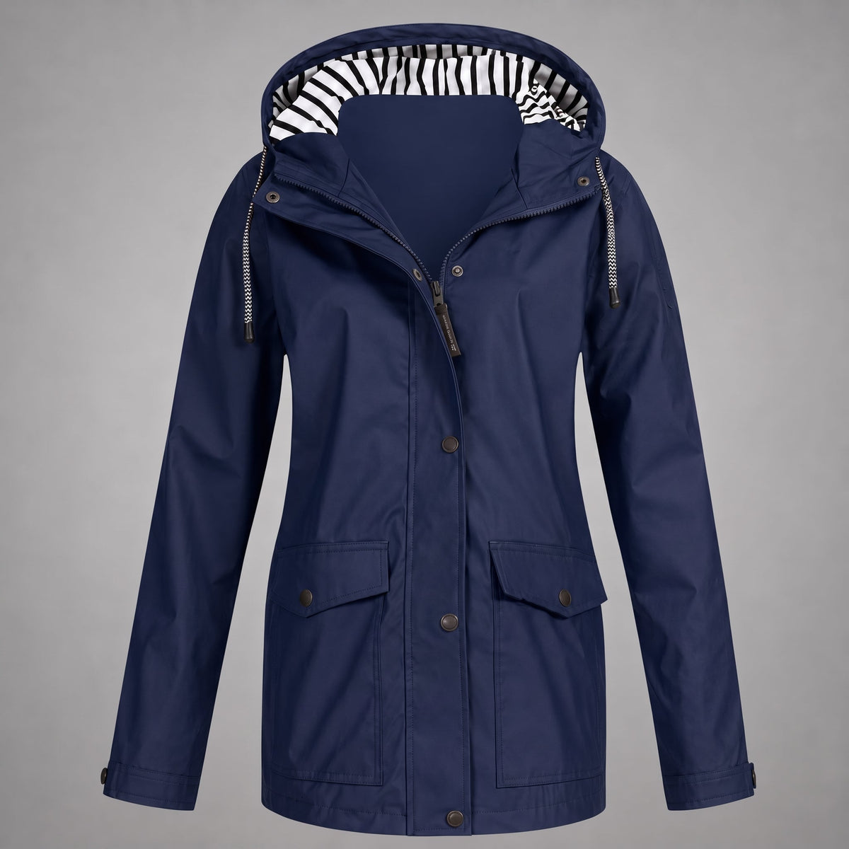 Sophie - Women's Hooded Rain Jacket with Adjustable Drawstring - Rain Coat - Navy Blue - Davies & Cooper