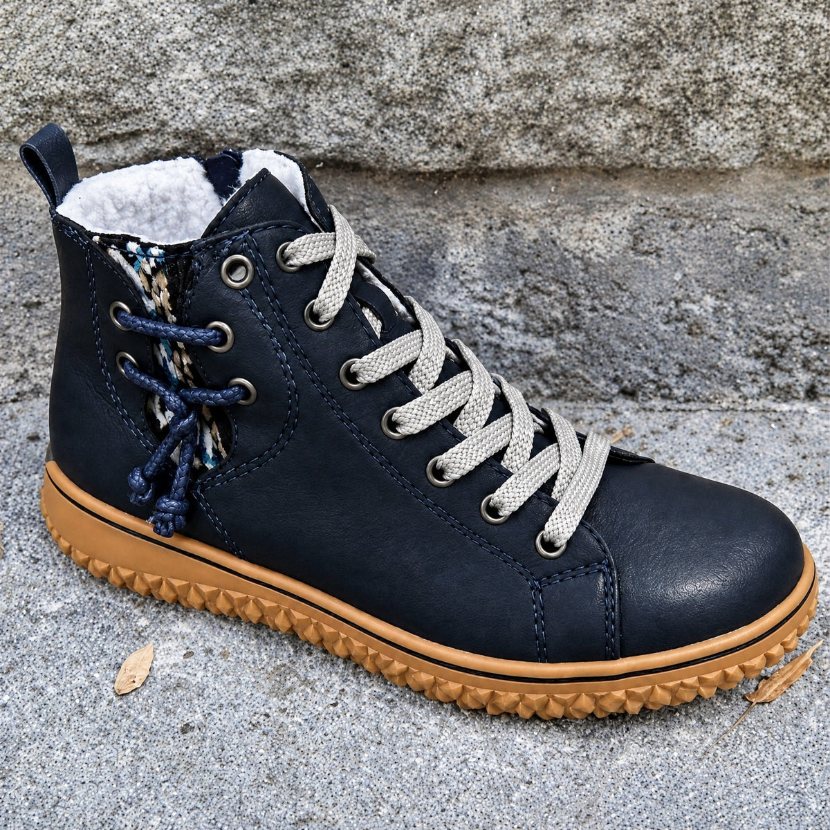 Sophie - Women's Lace-Up Ankle Boots with Rope Lace Detail - Boots - Navy Blue - Davies & Cooper