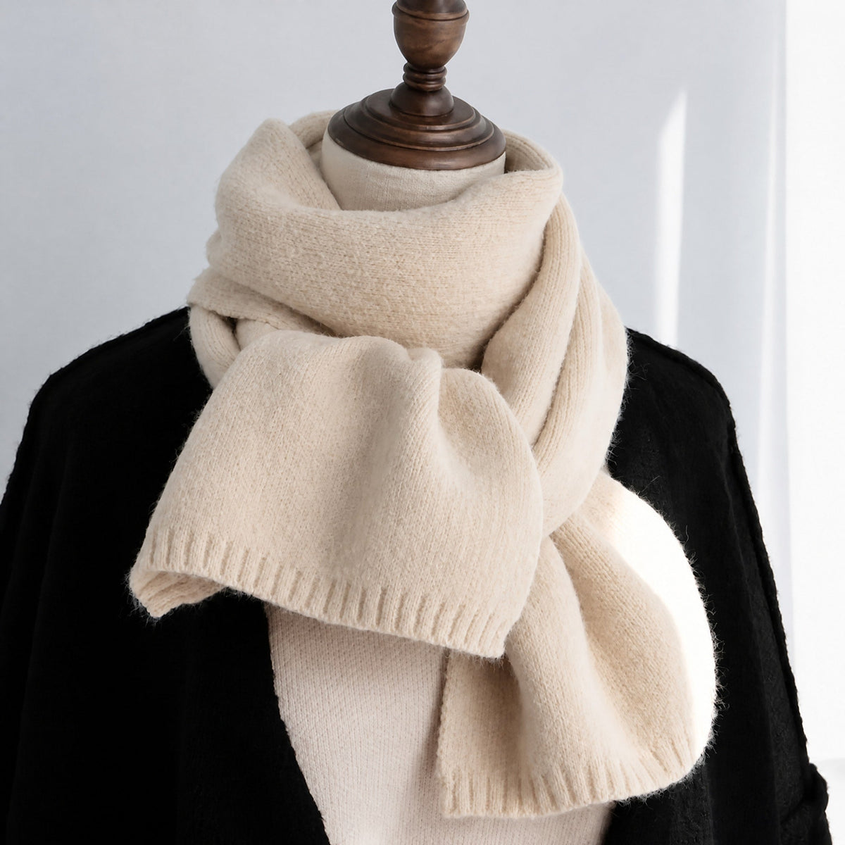 Sophie - Women's Long Knit Winter Scarf with Soft Wrap Style - Scarves & Shawls - Beige - Davies & Cooper